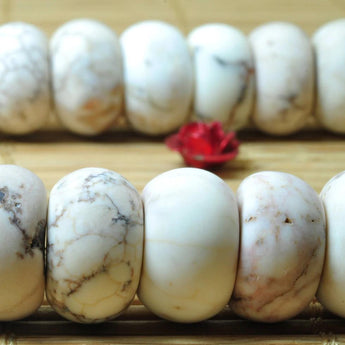 52 Pcs of  Natural white Turquoise matte rondelle beads in 8x12mm