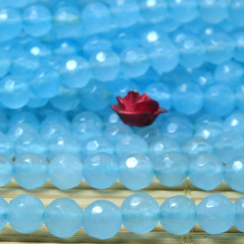 92 pcs of Natural Dyed Blue Jade faceted round beads in 4mm