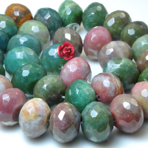 YesBeads Natural Indian Agate faceted rondelle loose beads wholesale gemstone jewelry