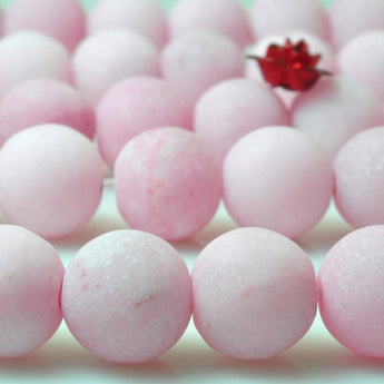 38 pcs of Dyed Pink jasper matte round beads in 9mm