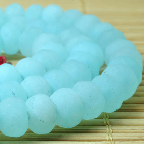 72 pcs of Natural Dyed Blue Jade matte rondelle beads in 5x8mm
