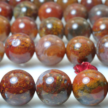 37 pcs of Natural warring states Red Jasper smooth round beads in 10mm