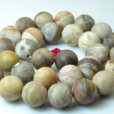 32 pcs of  Natural Wood stone matte round beads in 12mm