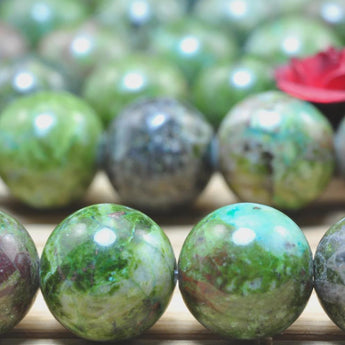 YesBeads natural Green Cuprite smooth loose round beads wholesale gemstone jewelry making bracelet design 15''