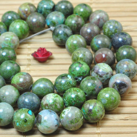 YesBeads natural Green Cuprite smooth loose round beads wholesale gemstone jewelry making bracelet design 15''