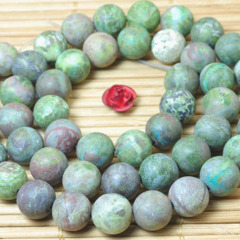 47 pcs of Green Cuprite matte round beads in 8mm