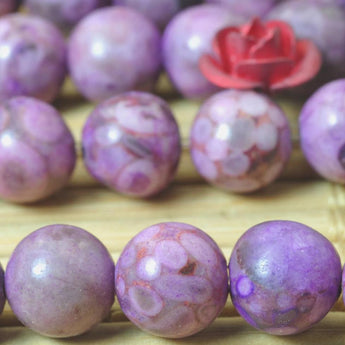 62 pcs of Pink Maifanite stone smooth Dyed round beads in 6mm