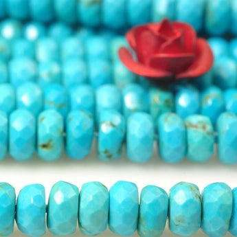 YesBeads 15 inches of Turquoise faceted rondelle beads in 2x4mm