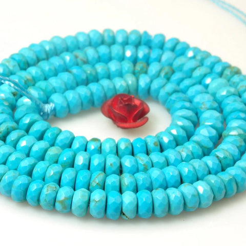 YesBeads 15 inches of Turquoise faceted rondelle beads in 2x4mm