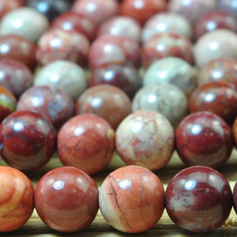 62 pcs of Natural Red Porcelain smooth round beads in 6mm