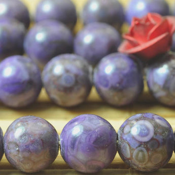 62 pcs of Purple Maifanite stone smooth Dyed round beads in 6mm