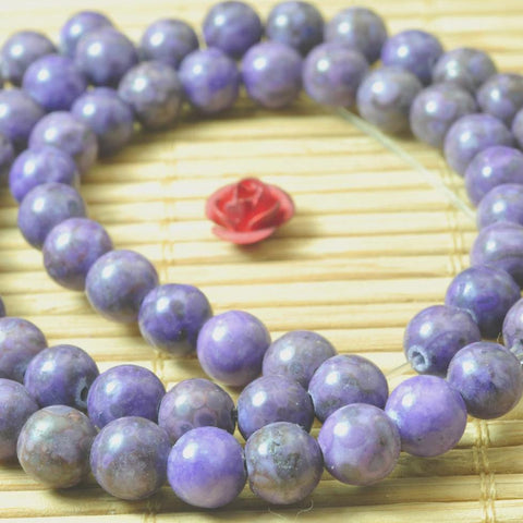 62 pcs of Purple Maifanite stone smooth Dyed round beads in 6mm