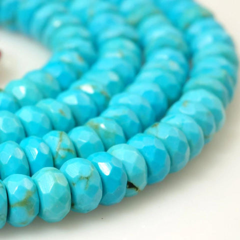YesBeads 15 inches of Turquoise faceted rondelle beads in 2x4mm