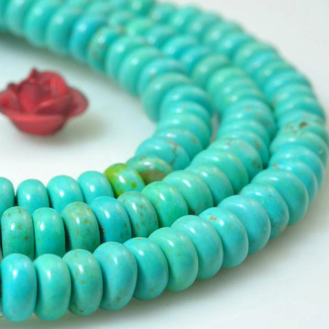 YesBeads 15 inches of Turquoise smooth rondelle beads loose gemstone wholesale jewelry making bracelet diy stuff