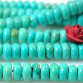 YesBeads 15 inches of Turquoise smooth rondelle beads loose gemstone wholesale jewelry making bracelet diy stuff