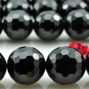 YesBeads Black onyx faceted round beads gemstone 6mm to 20mm