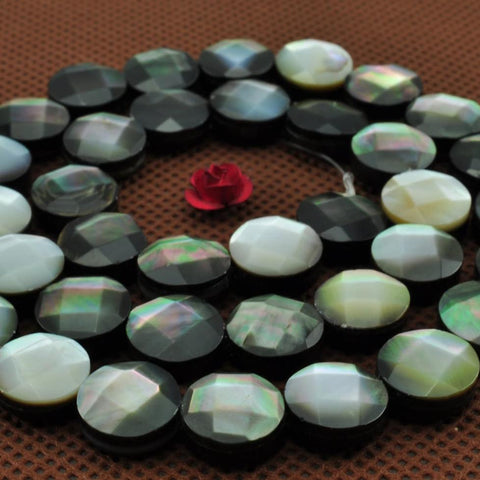 39 pcs of Black Shell faceted coin beads in 10mm