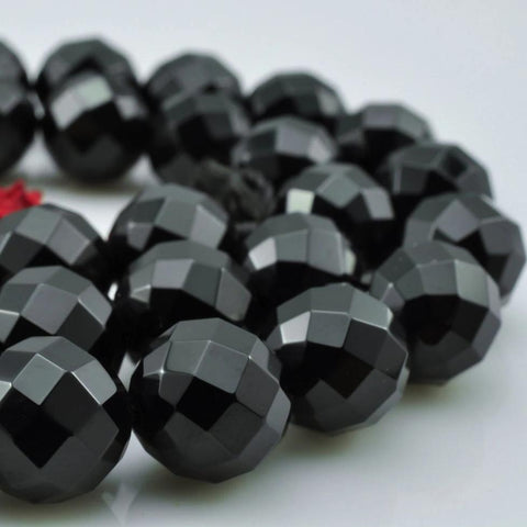 YesBeads Black Onyx faceted round beads wholesale gemstone jewelry 2mm-14mm 15"