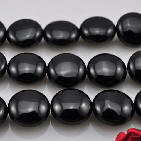 39 pcs of Black Onyx smooth coin beads in 10mm