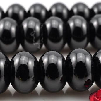 Black Onyx smooth rondelle beads wholesale gemstone jewelry making diy bracelet necklace