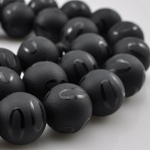 YesBeads Black Onyx double "0" matte round beads wholesale gemstone jewelry making 15"