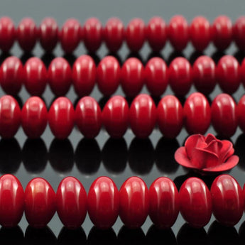 96 pcs of  red Coral smooth rondelle beads in 4x6mm
