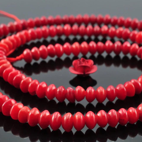 Red Coral smooth rondelle beads  wholesale gemstone for jewelry making in 3x5mm