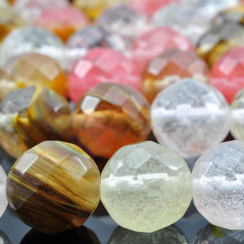 YesBeads Cherry Quartz faceted round beads wholesale gemstone jewelry making 15"