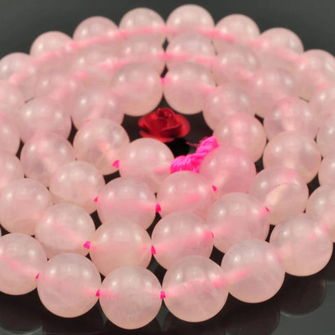 YesBeads Rose Quartz smooth round loose beads wholesale gemstone jewelry making 15"