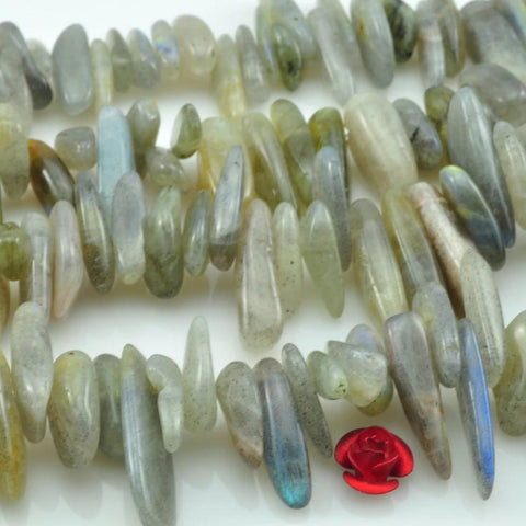YesBeads 15 inches of  Labradorite smooth stick beads in 4x10mm-6x20mm