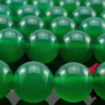 Natural Green Agate smooth round beads wholesale gemstone jewelry making 15"