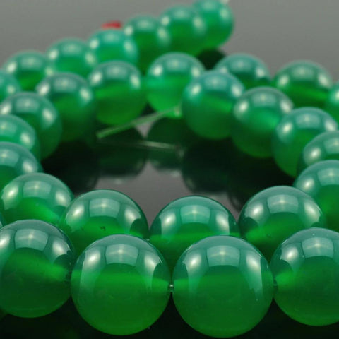 Natural Green Agate smooth round beads wholesale gemstone jewelry making 15"