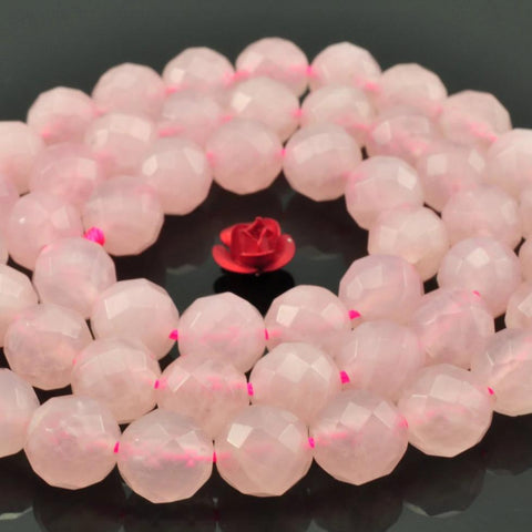 YesBeads Rose Quartz faceted round loose beads wholesale gemstone jewelry making 15"