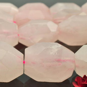 YesBeads 15 inches of Natural  Rose Quartz faceted nugget beads in 14-16mmx16-19mm