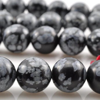 Natural Snowflake Obsidian smooth round beads wholesale gemstone jewelry 4mm-12m 15"