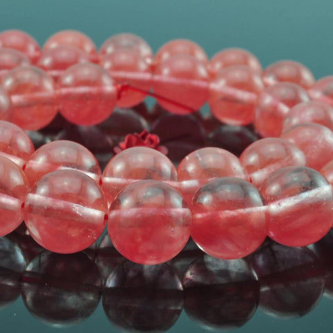 37 pcs of Natural Red Cherry quartz smooth round beads in 10mm