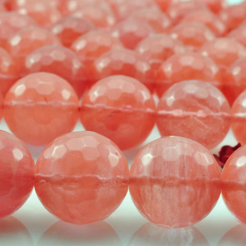 27 pcs of Cherry quartz faceted round beads in 14mm