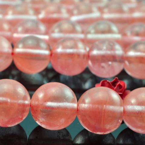 47 pcs of Cherry quartz smooth round beads in 8mm
