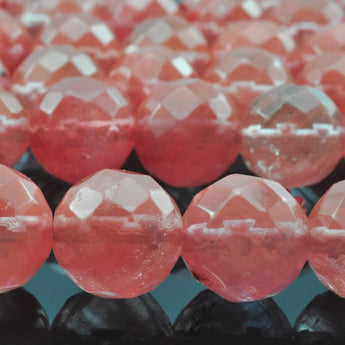 YesBeads Cherry quartz faceted round beads wholesale gemstone jewelry making 15"