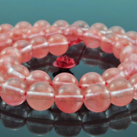 47 pcs of Cherry quartz smooth round beads in 8mm