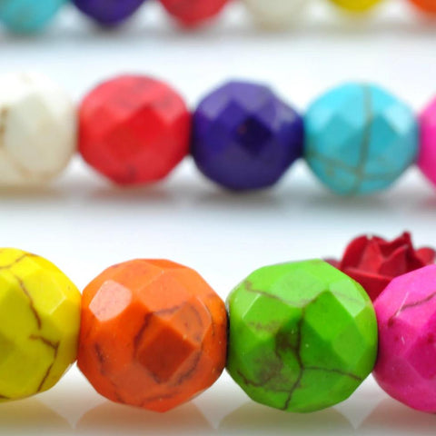 64 Faces''--48pcs of mixed color Chinese Turquoise faceted round beads in 8mm