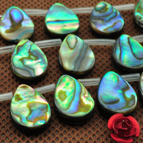 YesBeads Abalone both sides flat teardrop looe beads wholesale gemstone jewelry making