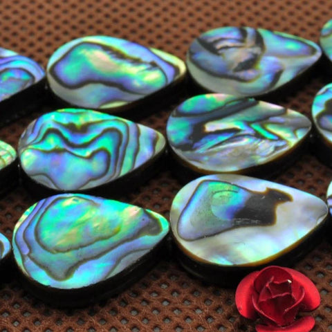 YesBeads Abalone both sides flat teardrop beads wholesale shell jewelry gemstone making 15"
