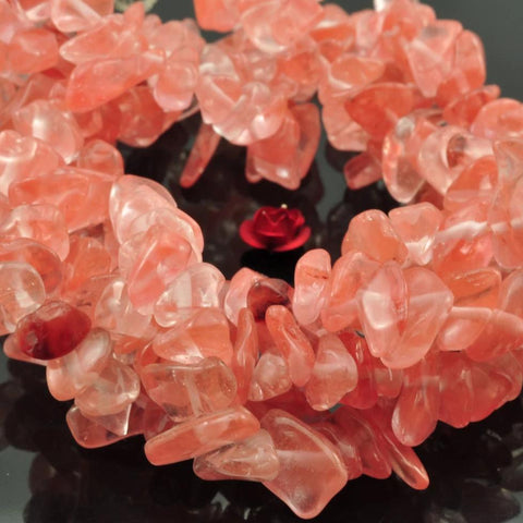 35 inches of cherry quartz smooth nugget beads in 5-9mm