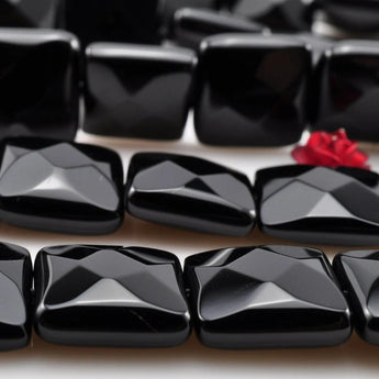 Black Onyx faceted square beads loose gemstone wholesale jewelry bracelet making stuff