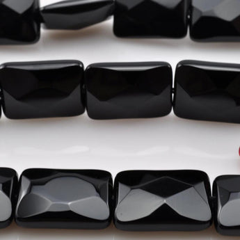 64 faces''---16 pcs of Black Onyx faceted rectangle beads in 18X25mm