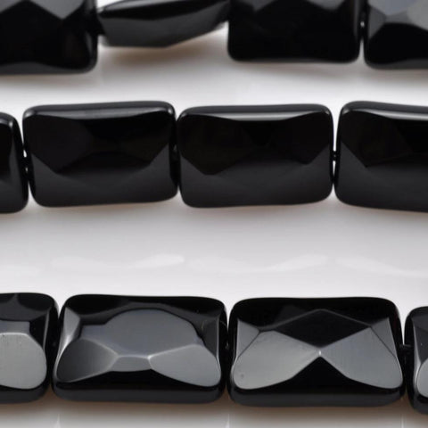 64 faces''---20 pcs of Black Onyx faceted rectangle beads in 15X20mm