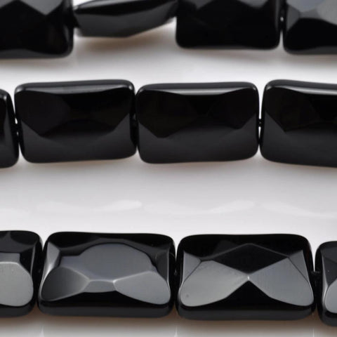 64 faces''---28 pcs of Black Onyx faceted rectangle beads in 10X14mm