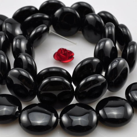 33 pcs of Black Onyx smooth coin beads in 12mm