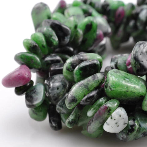 35 inches of Natural Zoisite smooth Chips beads in 5-9mm